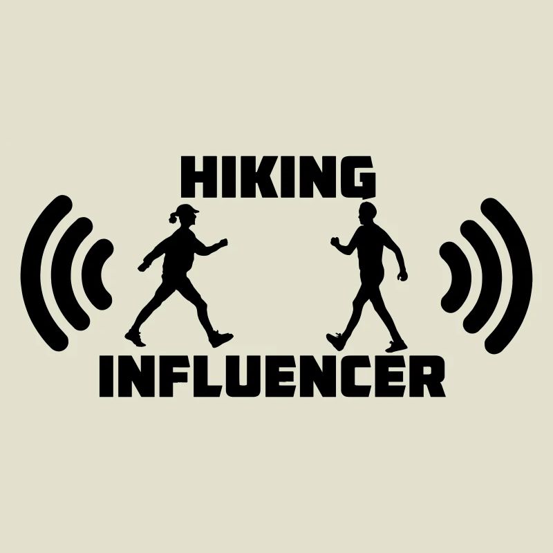 Marcher avec le texte Logo de l’influenceur de randonnée
