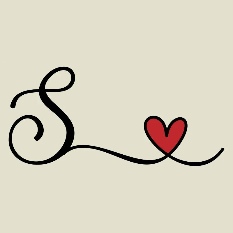 Buchstabe S Monogramm mit Herz