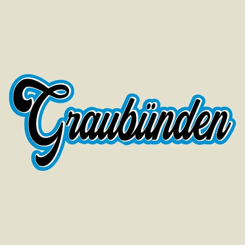 Graubünden Script mit Blau Outline