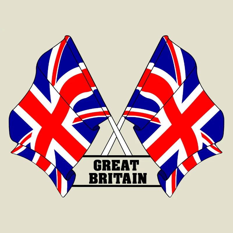 Crossed British flags with text
