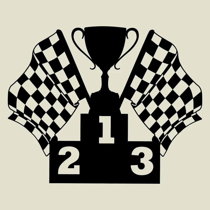 Podium du drapeau de la Coupe de course automobile