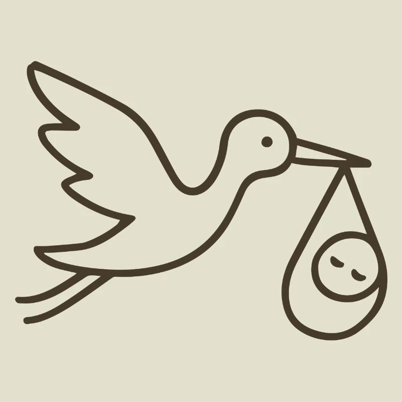 Cigogne avec bébé enfant - Arrivée minimale de bébé