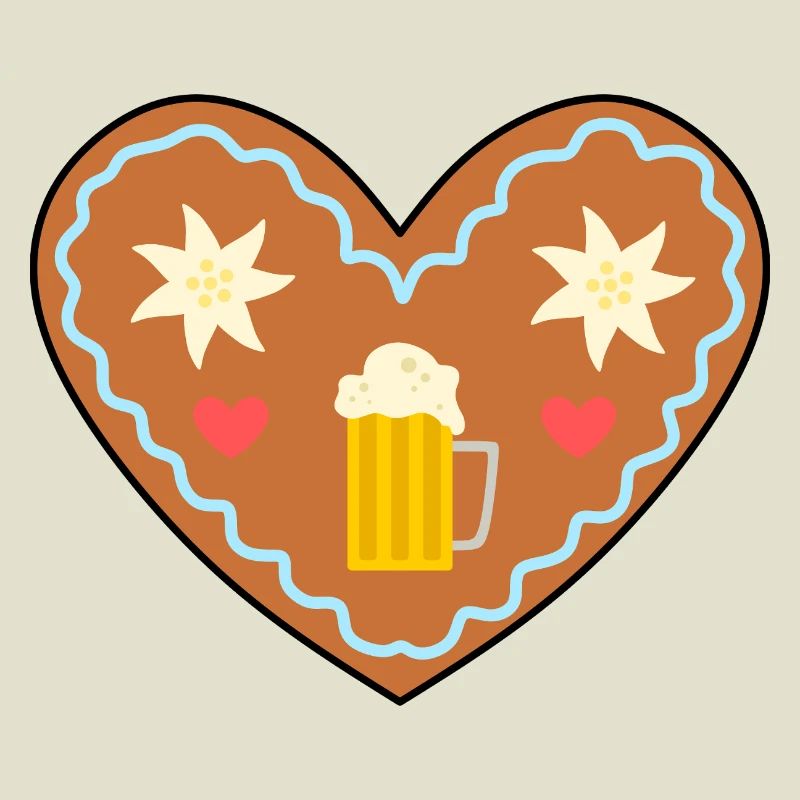 Lebkuchenherz mit Bier und Blumen