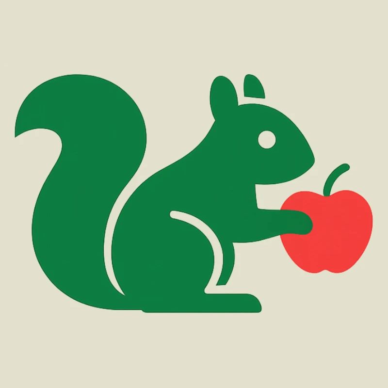 Grünes Eichhörnchen mit Apfel