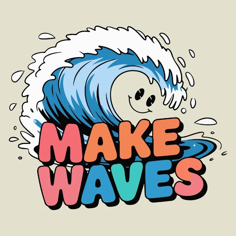 Lebendige Surfwelle mit Make Waves-Text