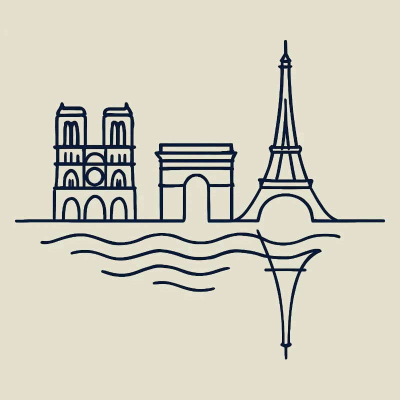 Paris Lines: Eiffel Tower and Arc de Triomphe