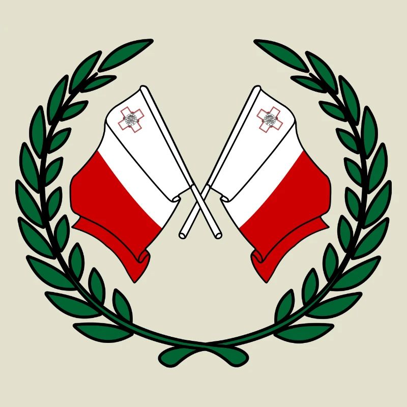Drapeaux Malte en couronne de laurier