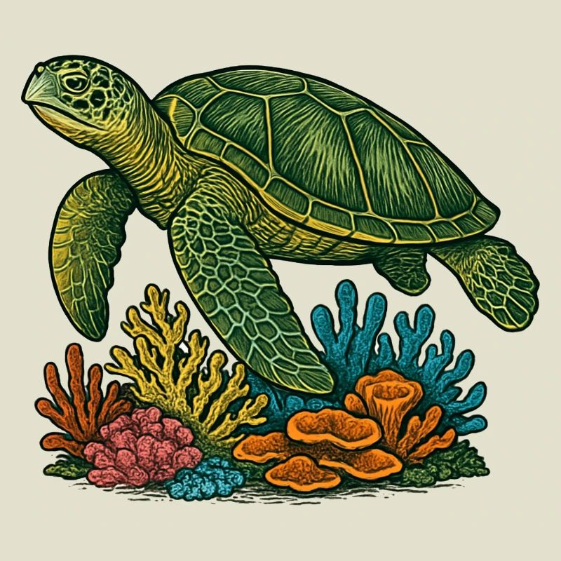 Conception de plongeur de tortue de mer verte