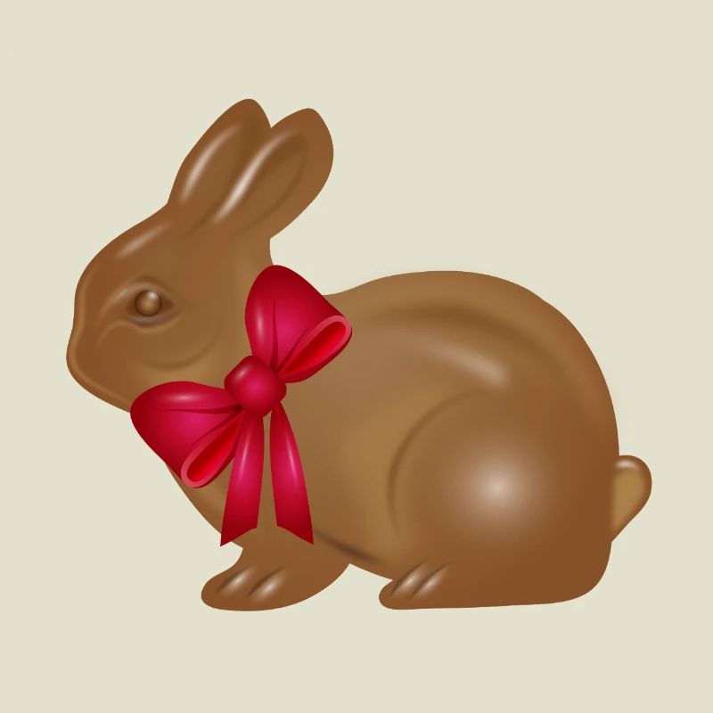 Chocolate Easter bunny with red bow motif