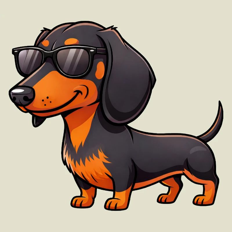 Teckel cool avec lunettes de soleil, ami d’été