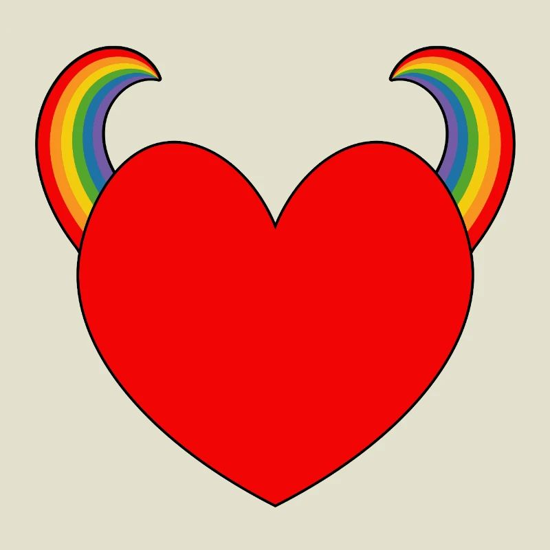 Rotes Herz mit Regenbogenhörnern