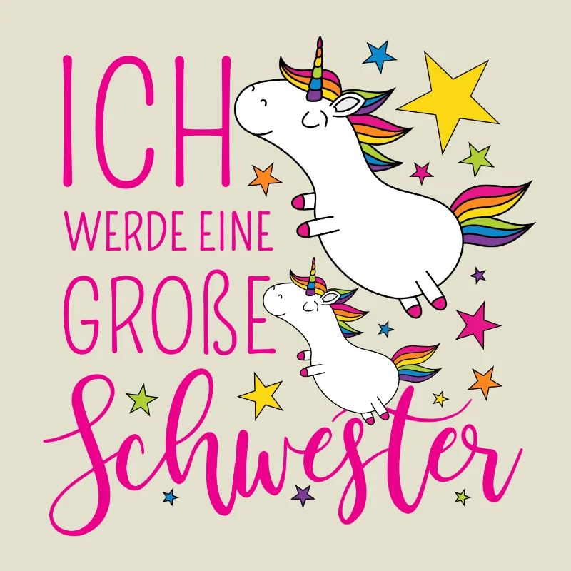 Große Schwester Einhorn Einhörner pink Sterne bunt