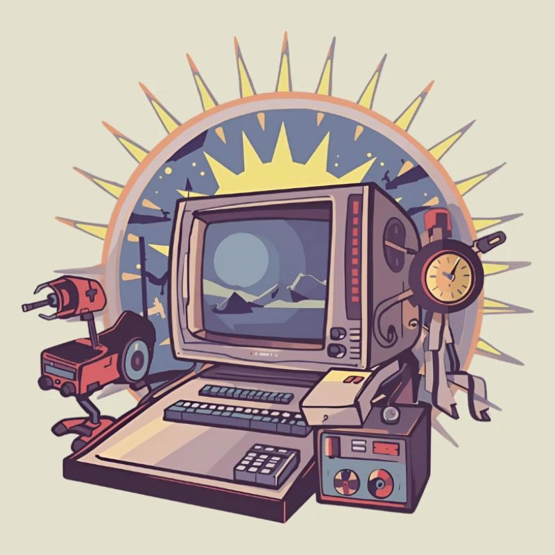 Futuristischer Computer mit Retro-Elementen