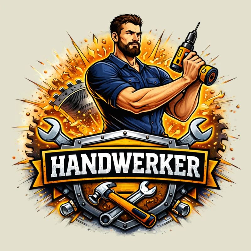 Craftsman Logo – Comic Style with Drill