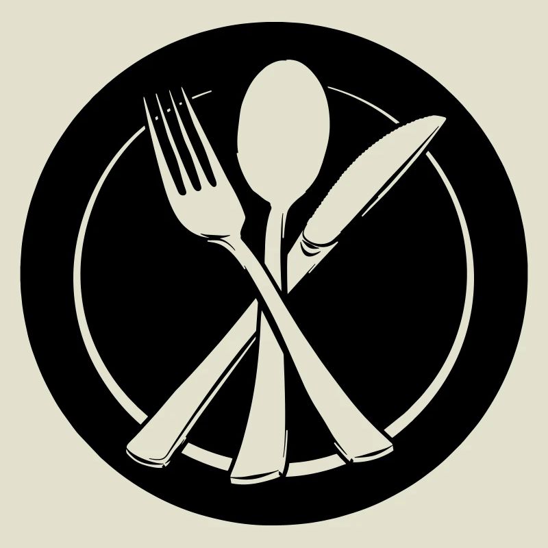 Knife fork and spoon transparent on plate