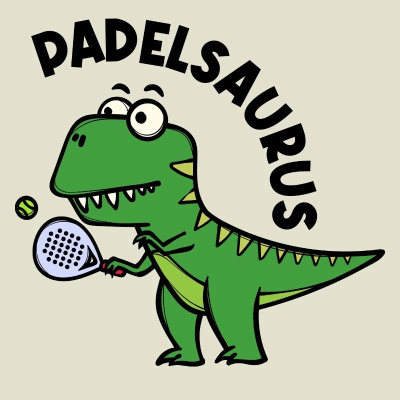 Dinosaur Padel Player Racket Ball Saying