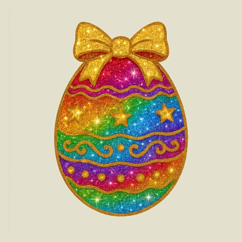 Regenbogen Glitzer-Ei mit Schleife