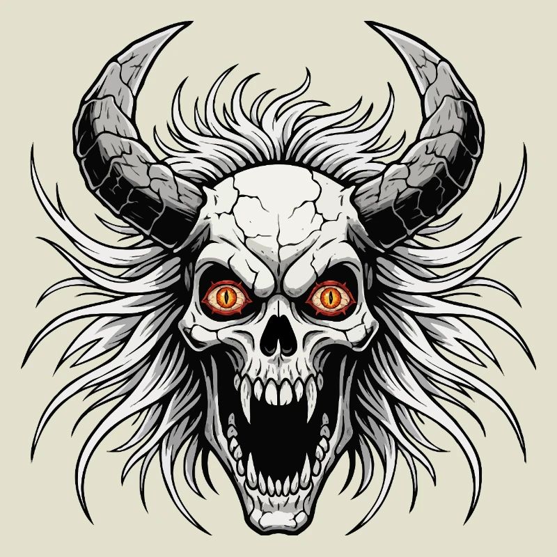 Crâne de diable avec des cornes