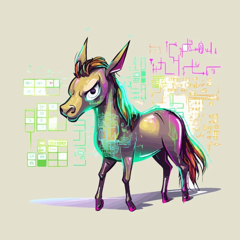 Explosion de couleurs de cheval holographique néon