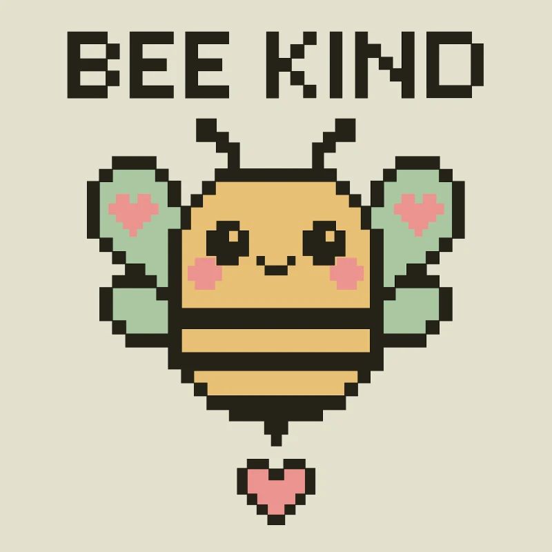 Bee Kind - Pixelbiene mit Herzchen