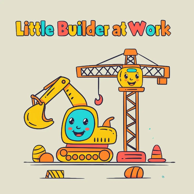 Little construction worker at crane