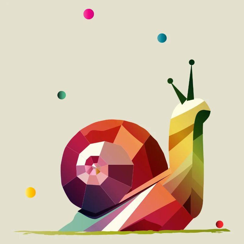 colorful snail in geometric design