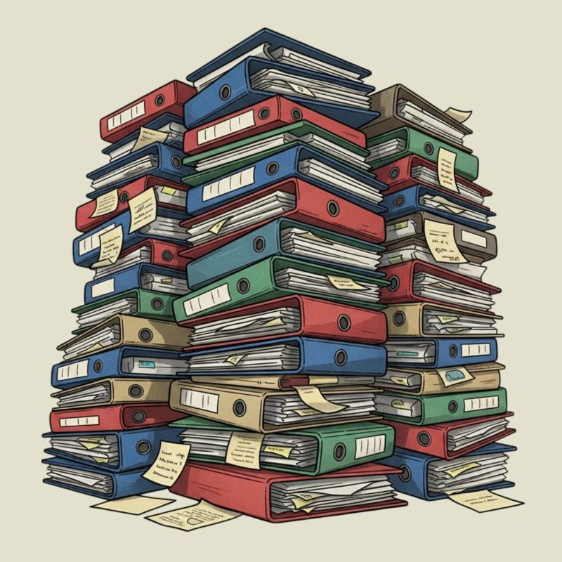 Folder Stack Office Chaos
