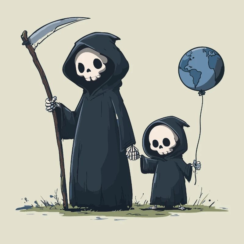 Süßer Grim Reaper mit Kind