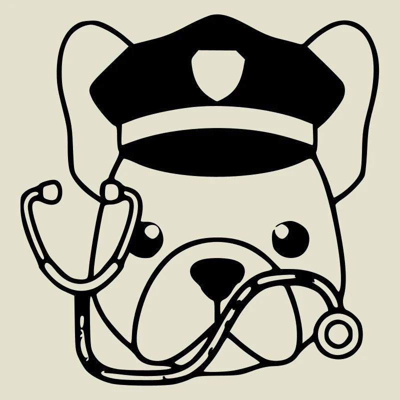 Frenchie Arzt Kopf Outline