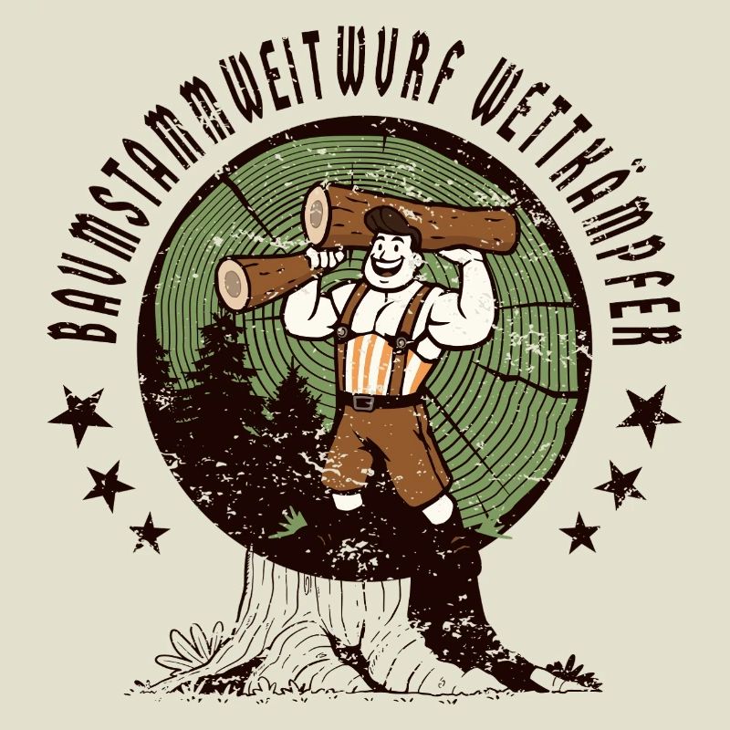 Baumstammweitwurf Wettkämpfer