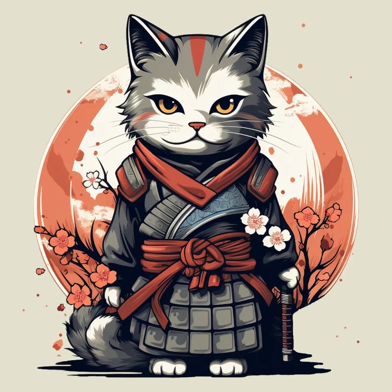 Warrior Cat Japanese Cat Samurai Cat