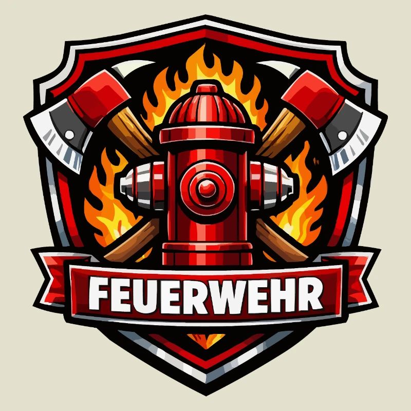 Fire Brigade Logo with Fire Hydrant and Flames