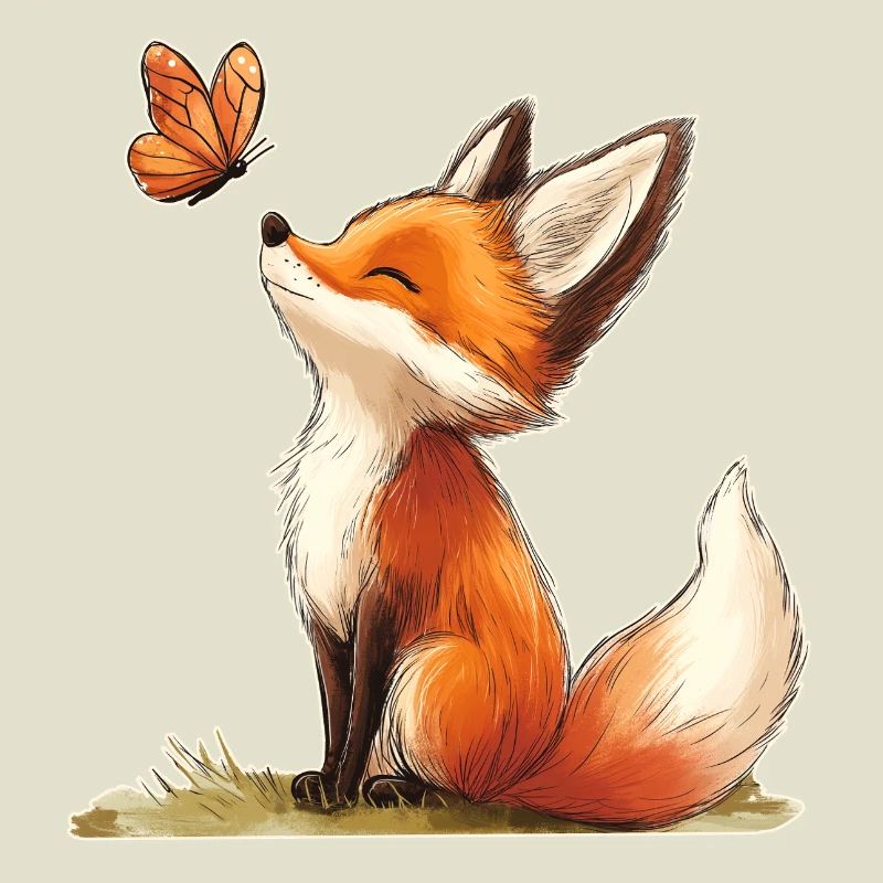 Fuchs mit Schmetterling