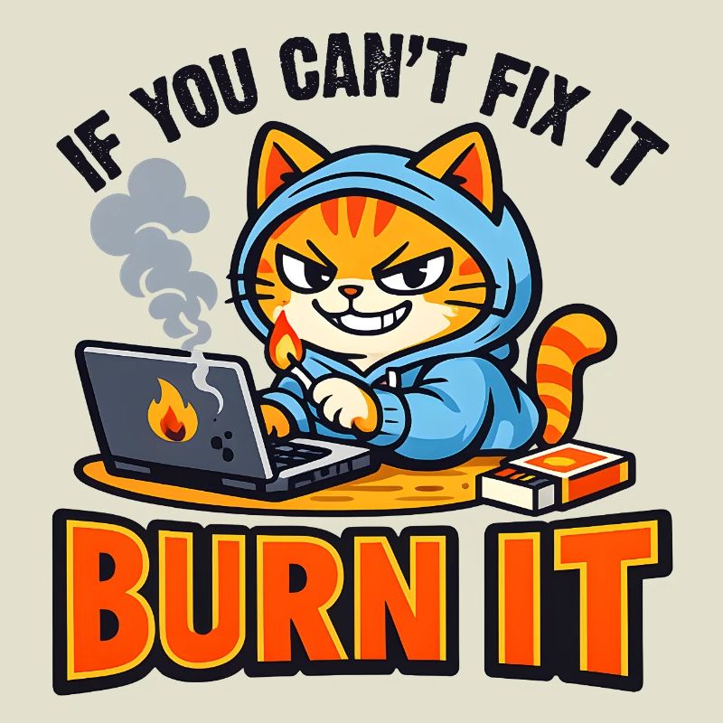Computer Scientist Cat Burn It - Funny Saying