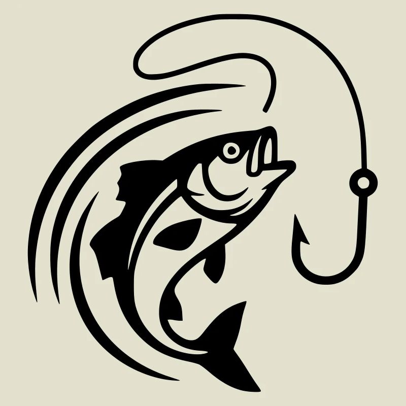 Jumping Fish Hook Fishing Vector