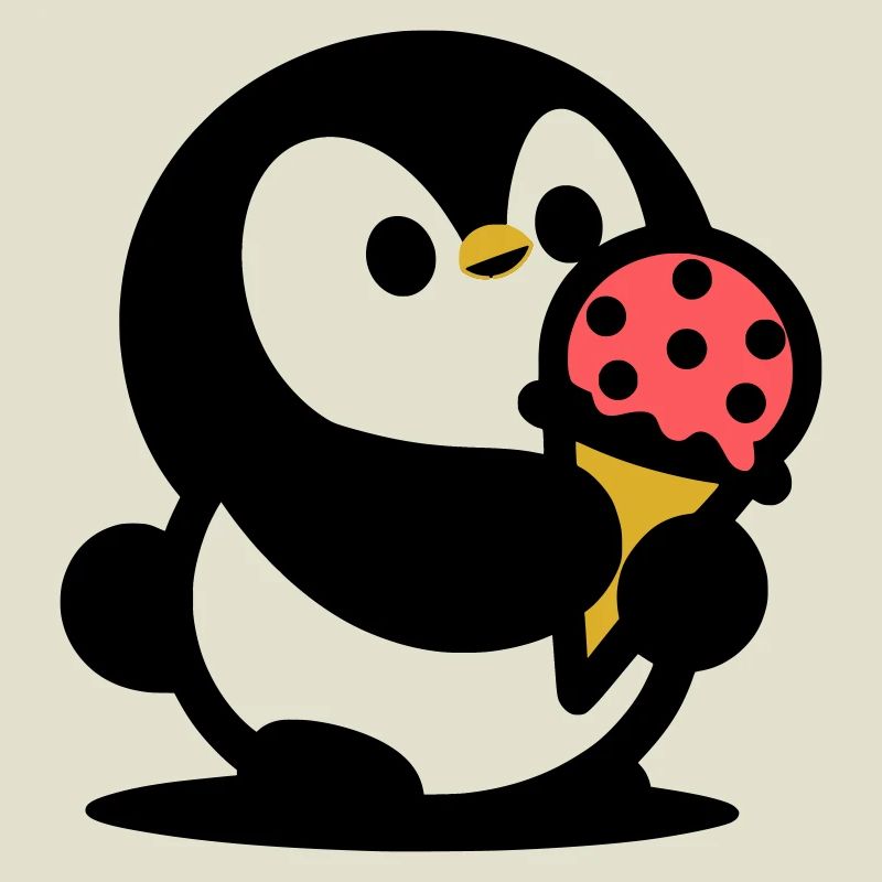 Kleiner Pinguin mit Eis