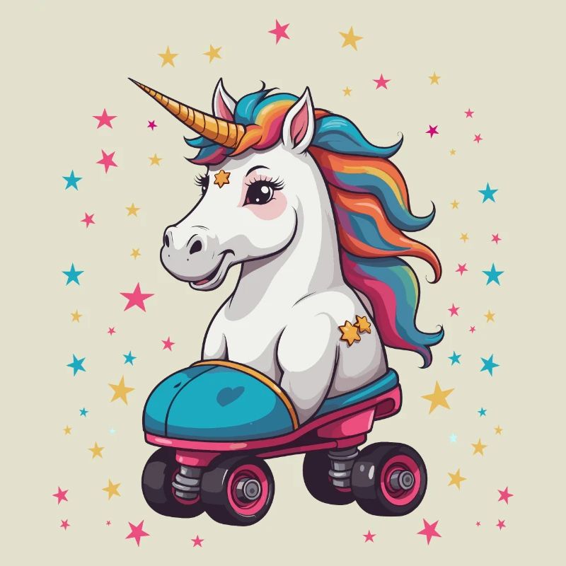 Funny Roller Skating Unicorn