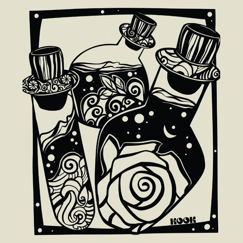 Floral magic potion bottle.