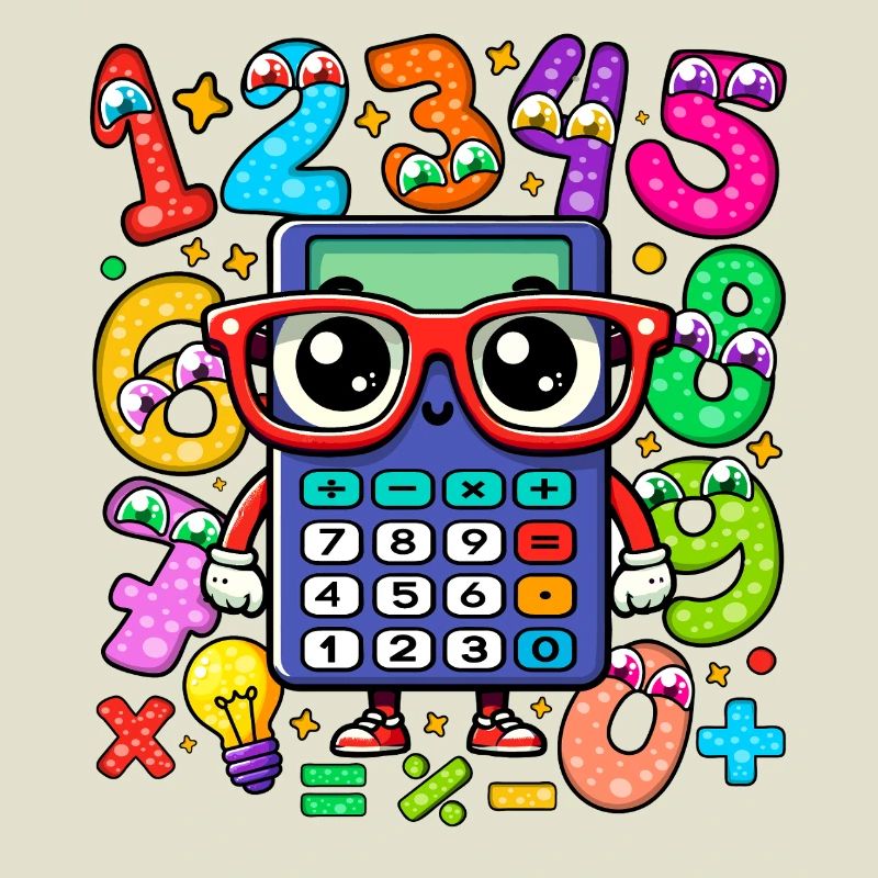 Number Whimsical Math Robot with Numbered Digits
