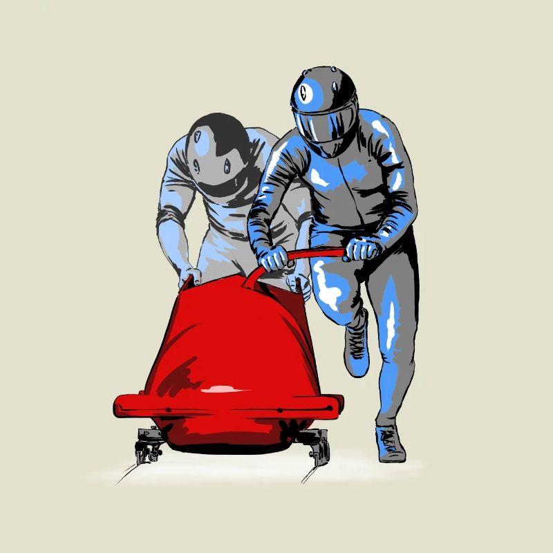 Bobfahrer beim Anschieben am Start