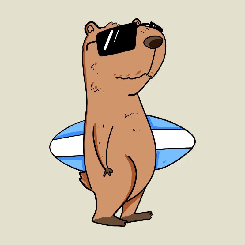 Capybara capybara surfer motif