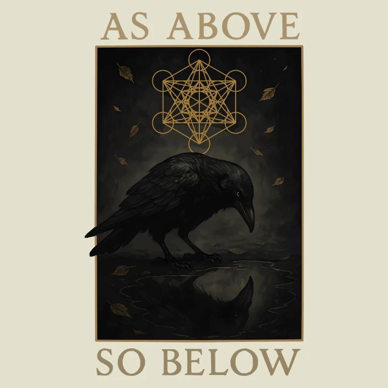 As Above So Below Raven Metatron's Cube Art