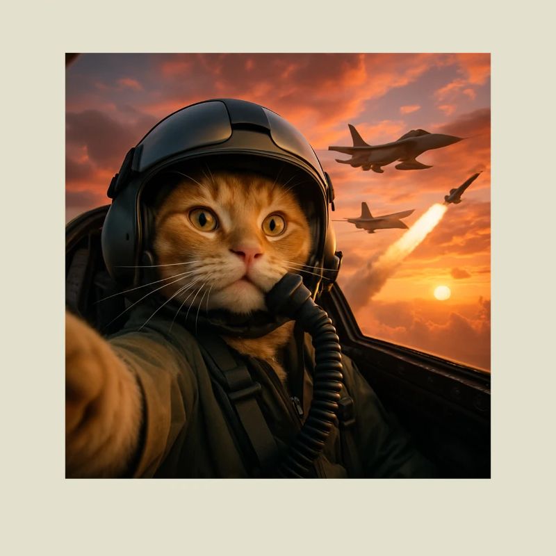 Selfie Squad Katze Lustiger Kampfpilot Meme Katze