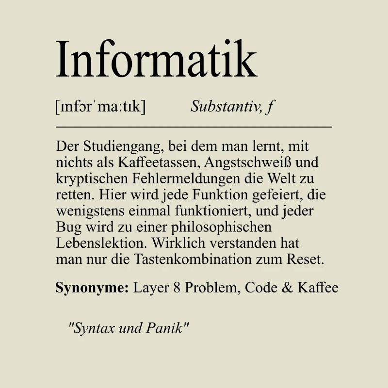 Unispruch "Informatik" Student Geschenk, Studenten