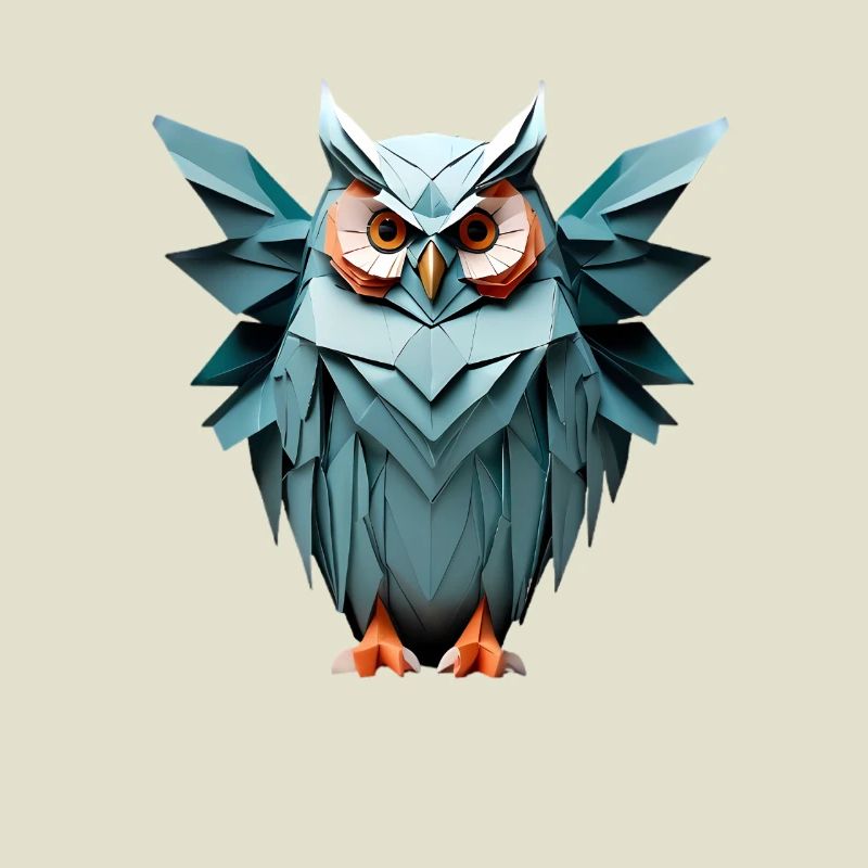 Bleu Low-Poly Owl Design