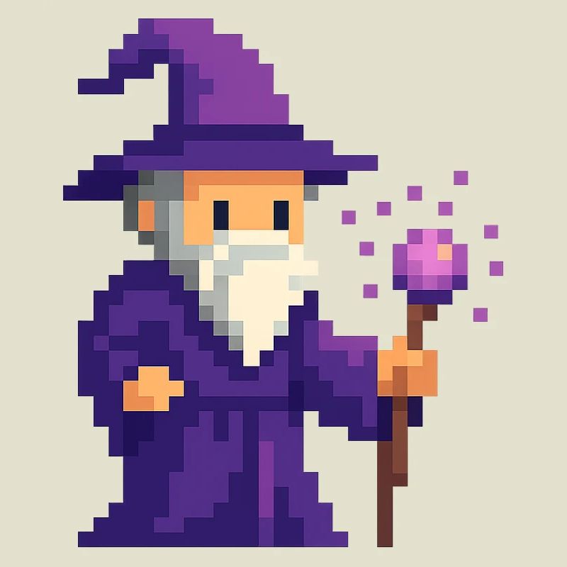 Pixel wizard dans le scintillement violet