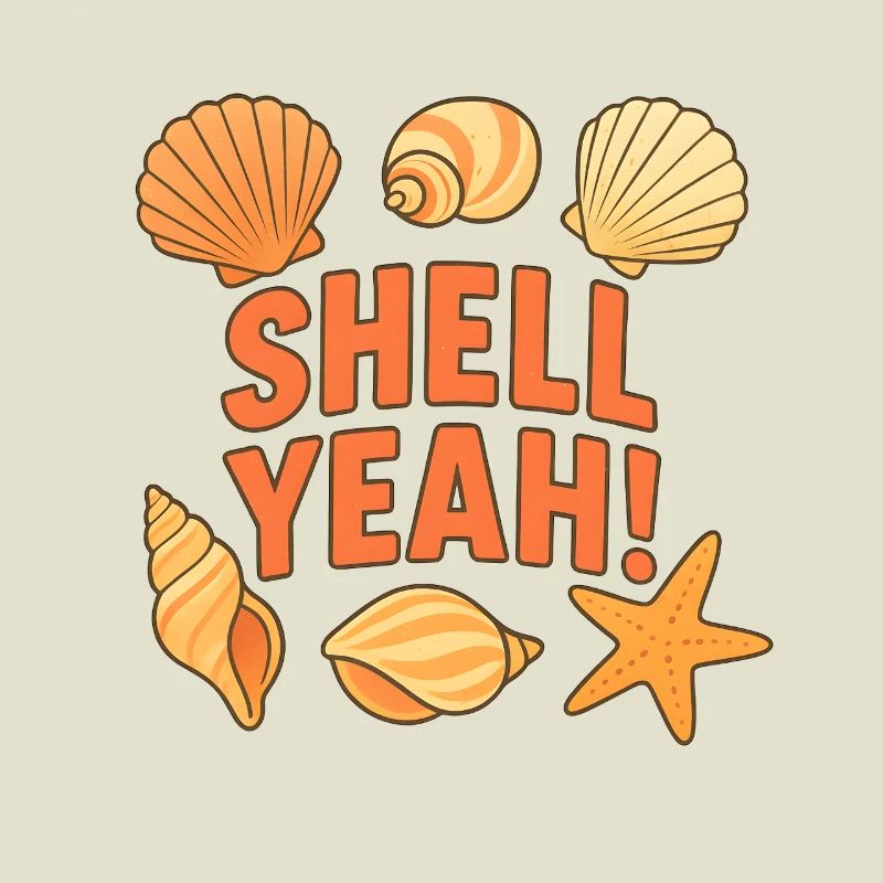 Shell yes! Seashell Beach Saying Design