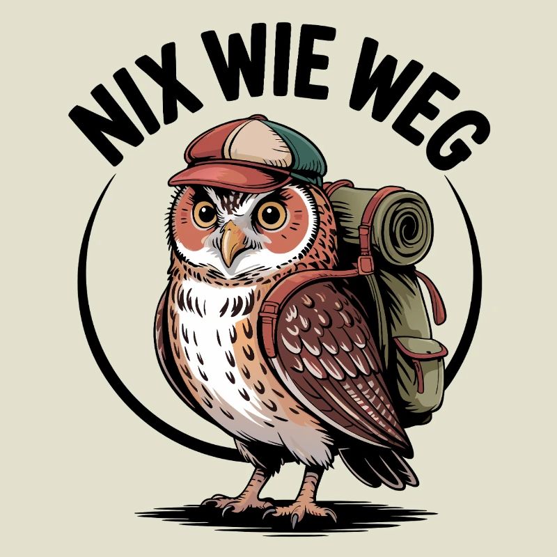 Hiking owl with backpack