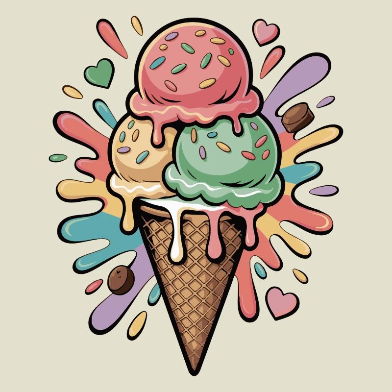 Bunte Eiscreme Explosion
