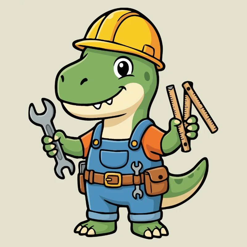 Dino construction worker with tools